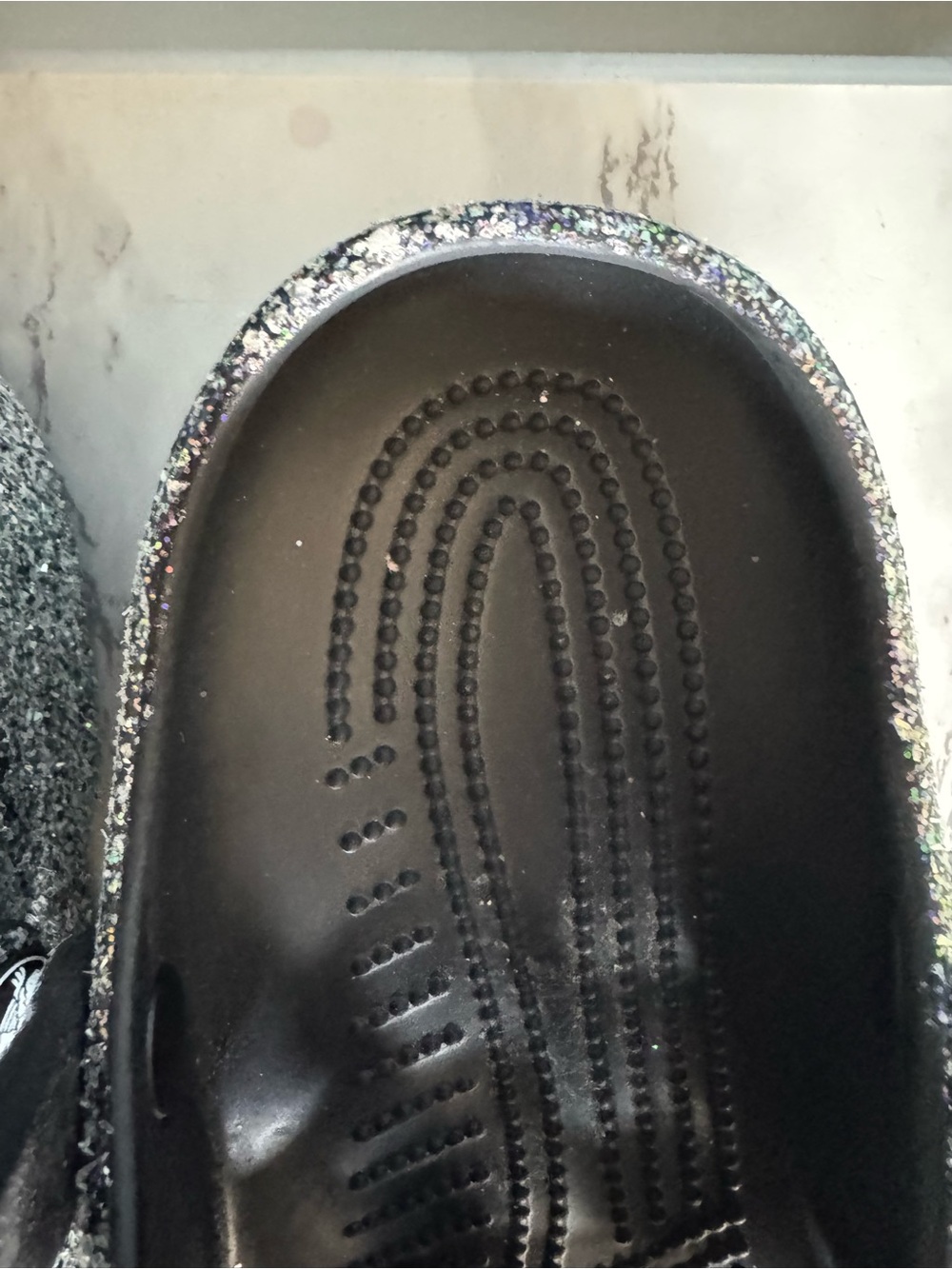 Crocs Glitter Clogs Silver Rainbow 🌈 Womens 8 Sparkle Casual Comfort - Picture 7 of 13